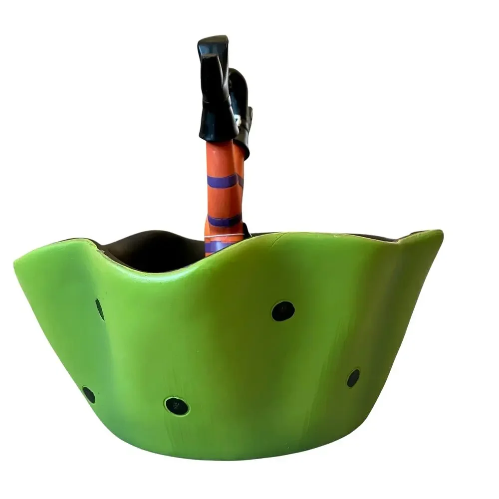 Halloween Witch Legs Candy Bowl 11in Whimsical Trick or Treat Dish NEW
